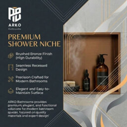 ARKO BATHROOM Arko Stainless Steel Shower Niche Wall Insert, Bathroom Shower Storage Shelf, Bronze - thumbnail 6