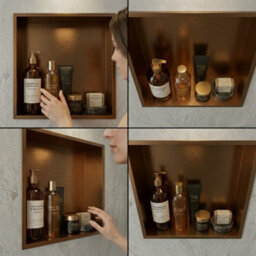 ARKO BATHROOM Arko Stainless Steel Shower Niche Wall Insert, Bathroom Shower Storage Shelf, Bronze - thumbnail 5