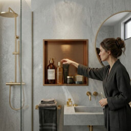 ARKO BATHROOM Arko Stainless Steel Shower Niche Wall Insert, Bathroom Shower Storage Shelf, Bronze - thumbnail 8