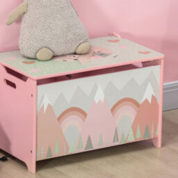 Zonekiz Toy Box, Kids Toy Chest With Lid, Safety Hinge - Pink - thumbnail 8