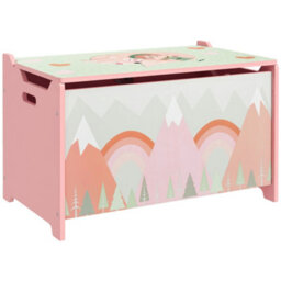Zonekiz Toy Box, Kids Toy Chest With Lid, Safety Hinge - Pink - thumbnail 2