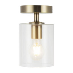 Happy Homewares Antique Brass Compact Ceiling Light Fitting With Clear Glass Shade - thumbnail 3