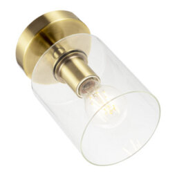 Happy Homewares Antique Brass Compact Ceiling Light Fitting With Clear Glass Shade - thumbnail 5
