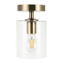 Happy Homewares Antique Brass Compact Ceiling Light Fitting With Clear Glass Shade - thumbnail 4