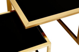 Orsina Horizon Black Tempered Glass Coffee Table And Stool Set - thumbnail 5