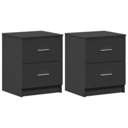 Berkfield Bedside Cabinets 2 Pcs With 2 Drawers Black 40X36X50 Cm - thumbnail 2