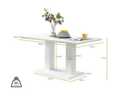 Furniturebox Imperia White High Gloss 6 Seater Dining Table With Structural 2 Plinth Column Legs 6 Beige Faux Leather Gold Leg Corona Chairs - thumbnail 7