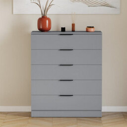 Grey 5 Drawer Chest Bedroom Furniture Storage Unit - thumbnail 5