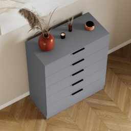 Grey 5 Drawer Chest Bedroom Furniture Storage Unit - thumbnail 3
