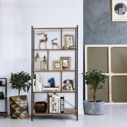 Costway 5-Tier Bookshelf Industrial Bookcase Freestanding Storage Display Shelf - thumbnail 4