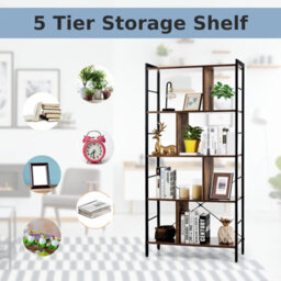 Costway 5-Tier Bookshelf Industrial Bookcase Freestanding Storage Display Shelf - thumbnail 7