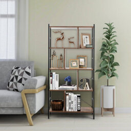 Costway 5-Tier Bookshelf Industrial Bookcase Freestanding Storage Display Shelf - thumbnail 5