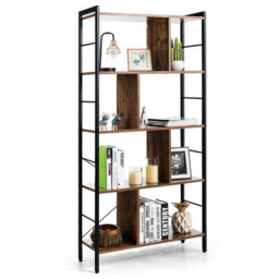 Costway 5-Tier Bookshelf Industrial Bookcase Freestanding Storage Display Shelf - thumbnail 1