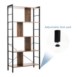 Costway 5-Tier Bookshelf Industrial Bookcase Freestanding Storage Display Shelf - thumbnail 8
