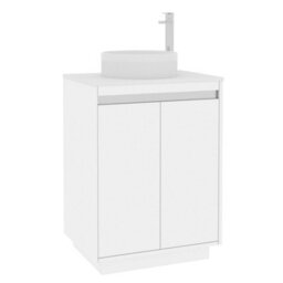 Royal Bathrooms Orion 600mm Matt White Floor Standing Plain White Countertop Vanity Unit 2 Door With Round Basin & Chrome Accent Trim - thumbnail 6