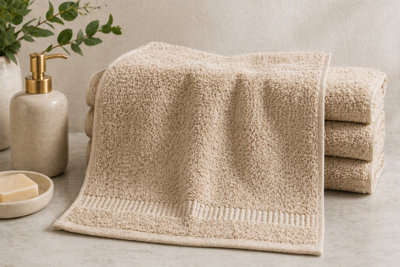 Bellissimo Home Beige Cotton Washcloth 4 Pack. Heavyweight Turkish Cotton Face Cloths - image 1