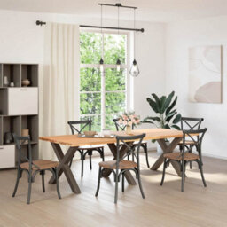 Berkfield Dining Table Legs X-Shaped 3 Pcs Natural Steel 90X(72-73) Cm Steel - thumbnail 2