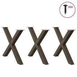 Berkfield Dining Table Legs X-Shaped 3 Pcs Natural Steel 90X(72-73) Cm Steel - thumbnail 3