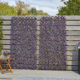 Large Faux Violet Trellis - Uv & Weather Resistant Realistic Artificial Flower Garden Wall Or Fence Decoration - 180 X 90Cm - thumbnail 3