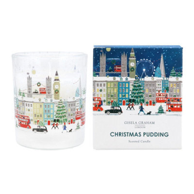 Gisela Graham London Scene Christmas Pudding Small Scented Candle - 60mm X 80mm, Spiced Fragrance
