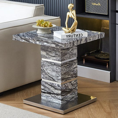 Furniture in Fashion Parini High Gloss Lamp Table In Melange Marble Effect - image 1