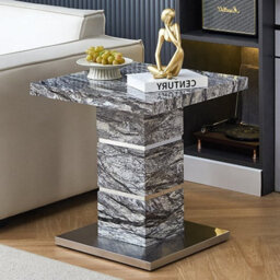 Furniture in Fashion Parini High Gloss Lamp Table In Melange Marble Effect - thumbnail 1