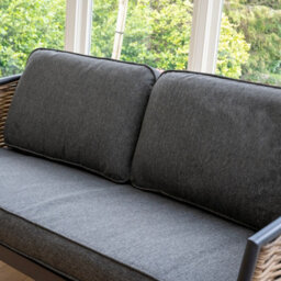 Sh&g Bolingbroke 4 Seat Garden Furniture Set - 4 Piece Table Sofa & Chairs - Aluminium & Brown Rattan With Grey Cushions - Outdoor - thumbnail 8