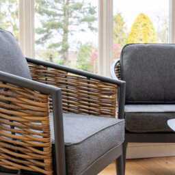 Sh&g Bolingbroke 4 Seat Garden Furniture Set - 4 Piece Table Sofa & Chairs - Aluminium & Brown Rattan With Grey Cushions - Outdoor - thumbnail 7