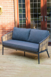 Sh&g Bolingbroke 4 Seat Garden Furniture Set - 4 Piece Table Sofa & Chairs - Aluminium & Brown Rattan With Grey Cushions - Outdoor - thumbnail 3