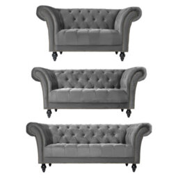 Bravich Cambridge Chesterfield Sofa Suite - Velvet Grey