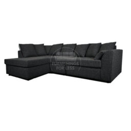 Furnishings For Less UK Paris Charcoal Boucle Fabric 5 Seater L Shaped Left Hand Corner Sofa Scatter - thumbnail 3