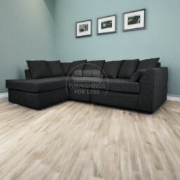 Furnishings For Less UK Paris Charcoal Boucle Fabric 5 Seater L Shaped Left Hand Corner Sofa Scatter - thumbnail 1