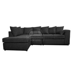 Furnishings For Less UK Paris Charcoal Boucle Fabric 5 Seater L Shaped Left Hand Corner Sofa Scatter - thumbnail 2