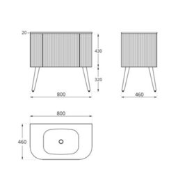 Homestylestore 800mm Oak Floorstanding Fluted Bathroom Vanity Unit - thumbnail 3