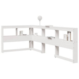 Berkfield Bookcase Headboard L-Shaped White 90 Cm Solid Wood Pine - thumbnail 1