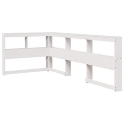 Berkfield Bookcase Headboard L-Shaped White 90 Cm Solid Wood Pine - thumbnail 2
