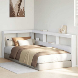 Berkfield Bookcase Headboard L-Shaped White 90 Cm Solid Wood Pine - thumbnail 3