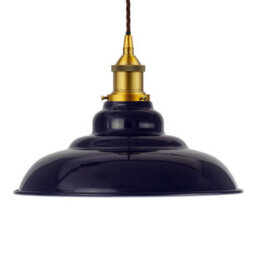 Navy Blue St Edmund's Painted Dome Pendant Light With Antique Gold Lamp Holder And Brown Twisted Cable - Se Home - thumbnail 4