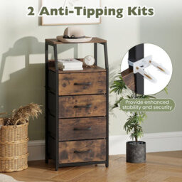 Gainoom 4-Drawer Storage Cabinet Vertical Storage Dresser Detachable Foldable Fabric Drawers 2 Anti-Tipping Kits - thumbnail 3