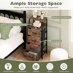 Gainoom 4-Drawer Storage Cabinet Vertical Storage Dresser Detachable Foldable Fabric Drawers 2 Anti-Tipping Kits - thumbnail 7