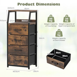 Gainoom 4-Drawer Storage Cabinet Vertical Storage Dresser Detachable Foldable Fabric Drawers 2 Anti-Tipping Kits - thumbnail 2