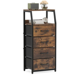 Gainoom 4-Drawer Storage Cabinet Vertical Storage Dresser Detachable Foldable Fabric Drawers 2 Anti-Tipping Kits