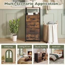 Gainoom 4-Drawer Storage Cabinet Vertical Storage Dresser Detachable Foldable Fabric Drawers 2 Anti-Tipping Kits - thumbnail 6