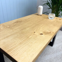 Off The Grain Wooden Coffee Table With Industrial Box Legs - 120Cm - thumbnail 3
