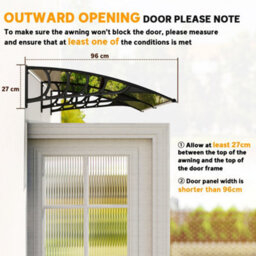 Outsunny Door Canopy Outdoor Awning Rain Shelter For Window Porch, Brown - thumbnail 7