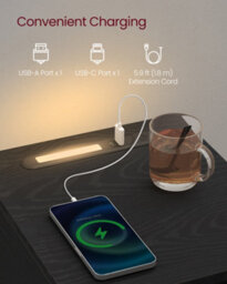 LEDREM Slim Bedside Tables With Charging Station And Led Light, Set Of 2 Narrow Side End Tables, Usb Ports - thumbnail 4