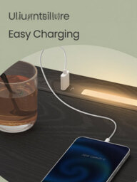 LEDREM Slim Bedside Tables With Charging Station And Led Light, Set Of 2 Narrow Side End Tables, Usb Ports - thumbnail 7