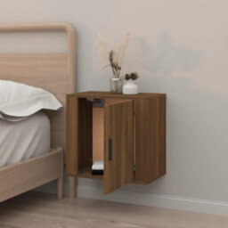 Berkfield Wall-Mounted Bedside Cabinet Brown Oak 50X30X47 Cm - thumbnail 3