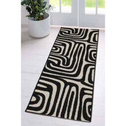 Melrose County Zebra Black Design Flatweave Indoor Outdoor Runner Area Rug 10mm Pile Height - 67/300Cm - thumbnail 5