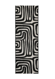 Melrose County Zebra Black Design Flatweave Indoor Outdoor Runner Area Rug 10mm Pile Height - 67/300Cm - thumbnail 2